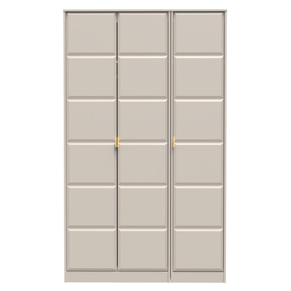 Cube Tall Wardrobe Off-White 3 Doors 1 Shelf 198cm