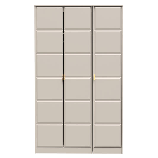 Cube Tall Wardrobe Off-White 3 Doors 1 Shelf 198cm