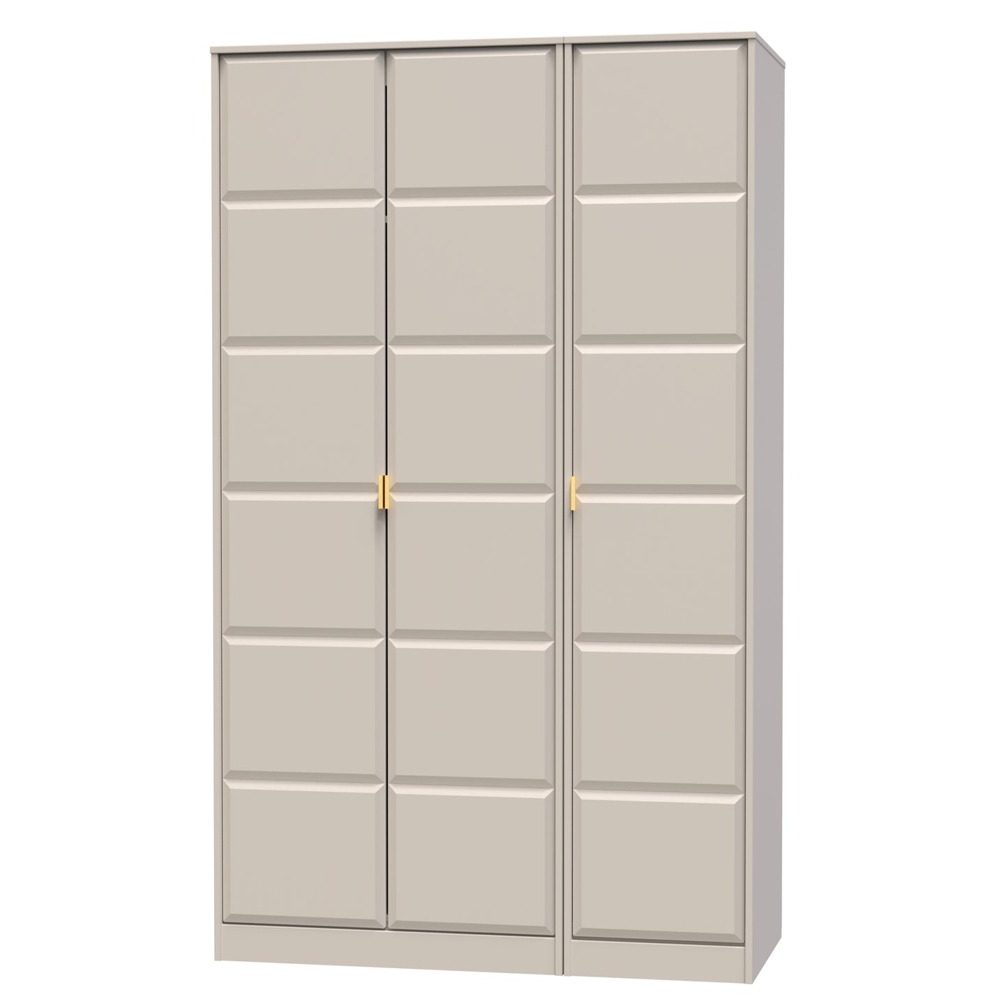 Cube Tall Wardrobe Off-White 3 Doors 1 Shelf 198cm