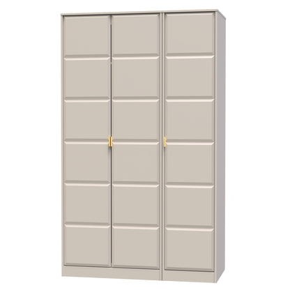 Cube Tall Wardrobe Off-White 3 Doors 1 Shelf 198cm