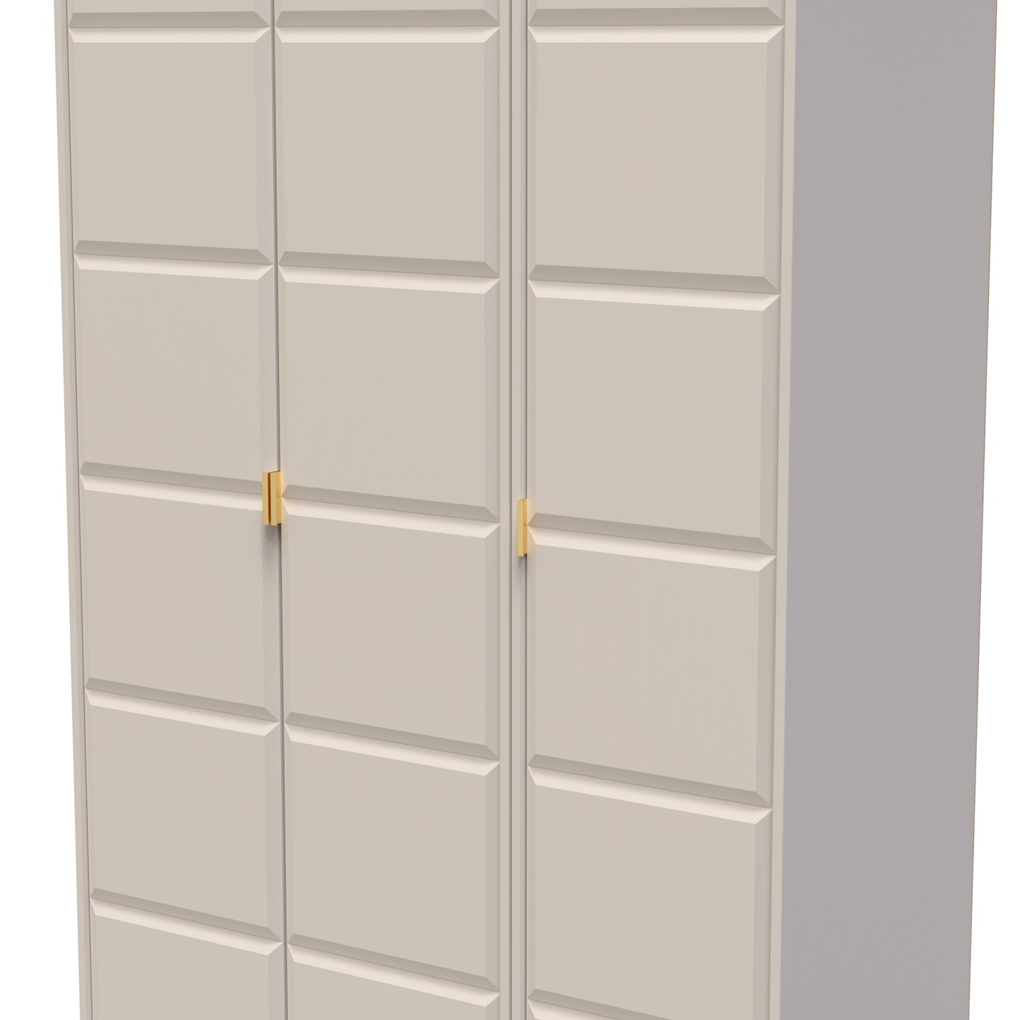 Cube Tall Wardrobe Off-White 3 Doors 1 Shelf 198cm