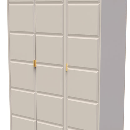 Cube Tall Wardrobe Off-White 3 Doors 1 Shelf 198cm