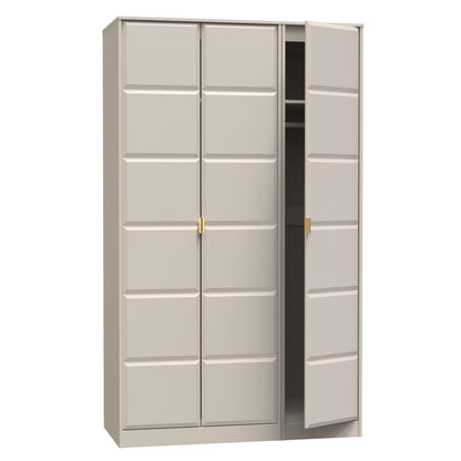Cube Tall Wardrobe Off-White 3 Doors 1 Shelf 198cm
