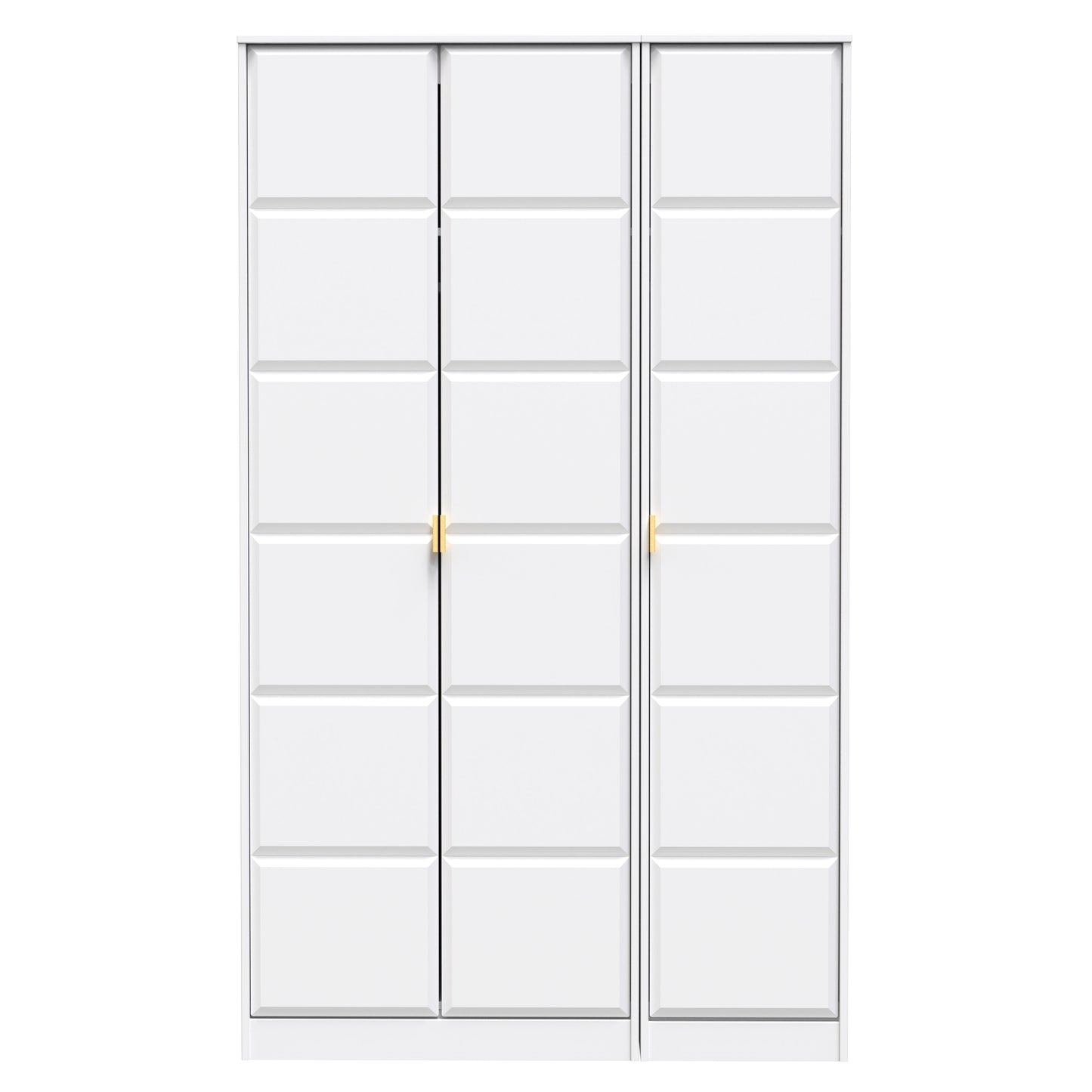 Cube Tall Wardrobe White 3 Doors 1 Shelf 198cm