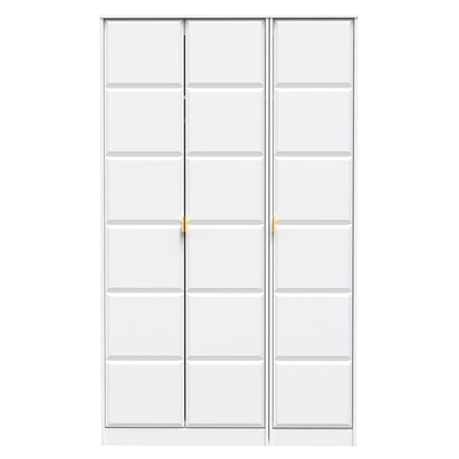 Cube Tall Wardrobe White 3 Doors 1 Shelf 198cm