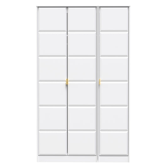 Cube Tall Wardrobe White 3 Doors 1 Shelf 198cm