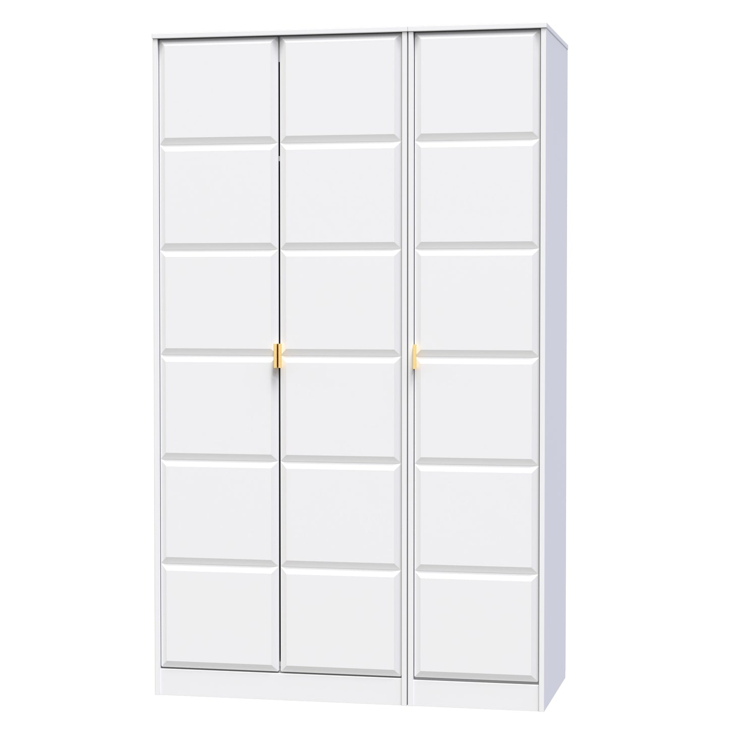 Cube Tall Wardrobe White 3 Doors 1 Shelf 198cm