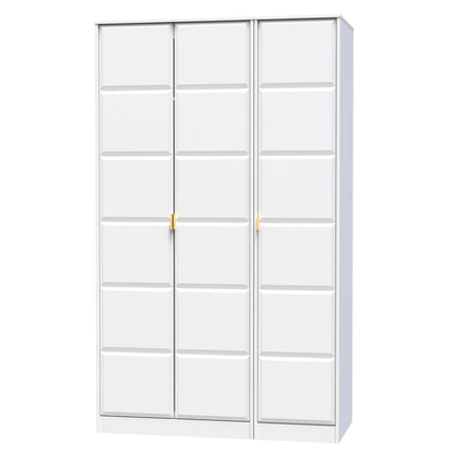 Cube Tall Wardrobe White 3 Doors 1 Shelf 198cm