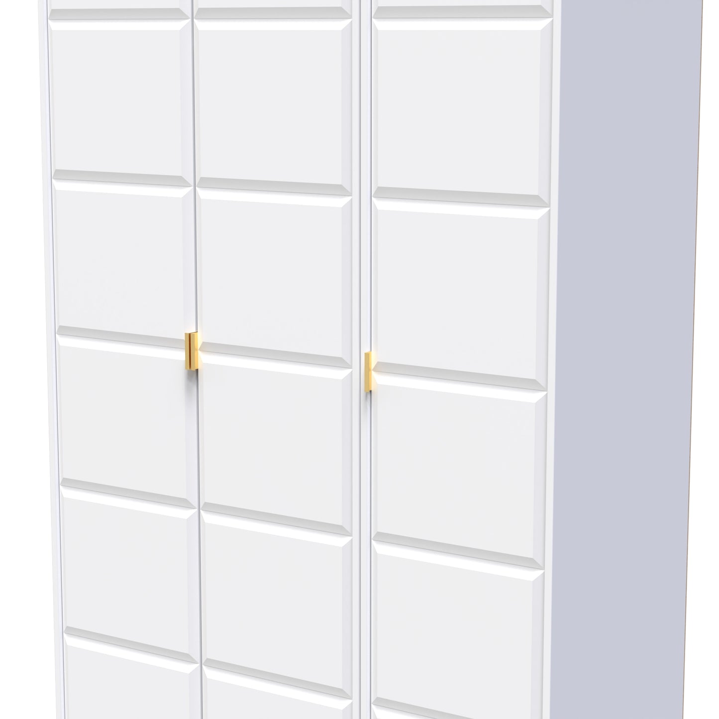 Cube Tall Wardrobe White 3 Doors 1 Shelf 198cm