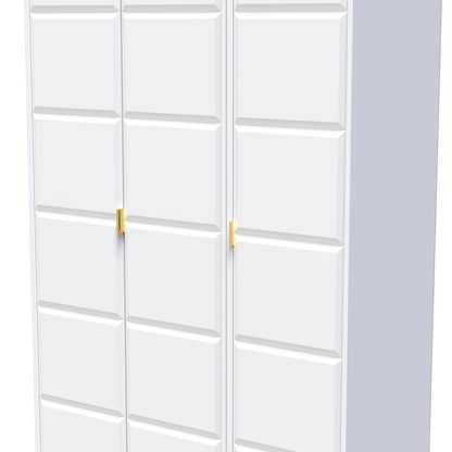 Cube Tall Wardrobe White 3 Doors 1 Shelf 198cm