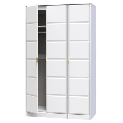 Cube Tall Wardrobe White 3 Doors 1 Shelf 198cm