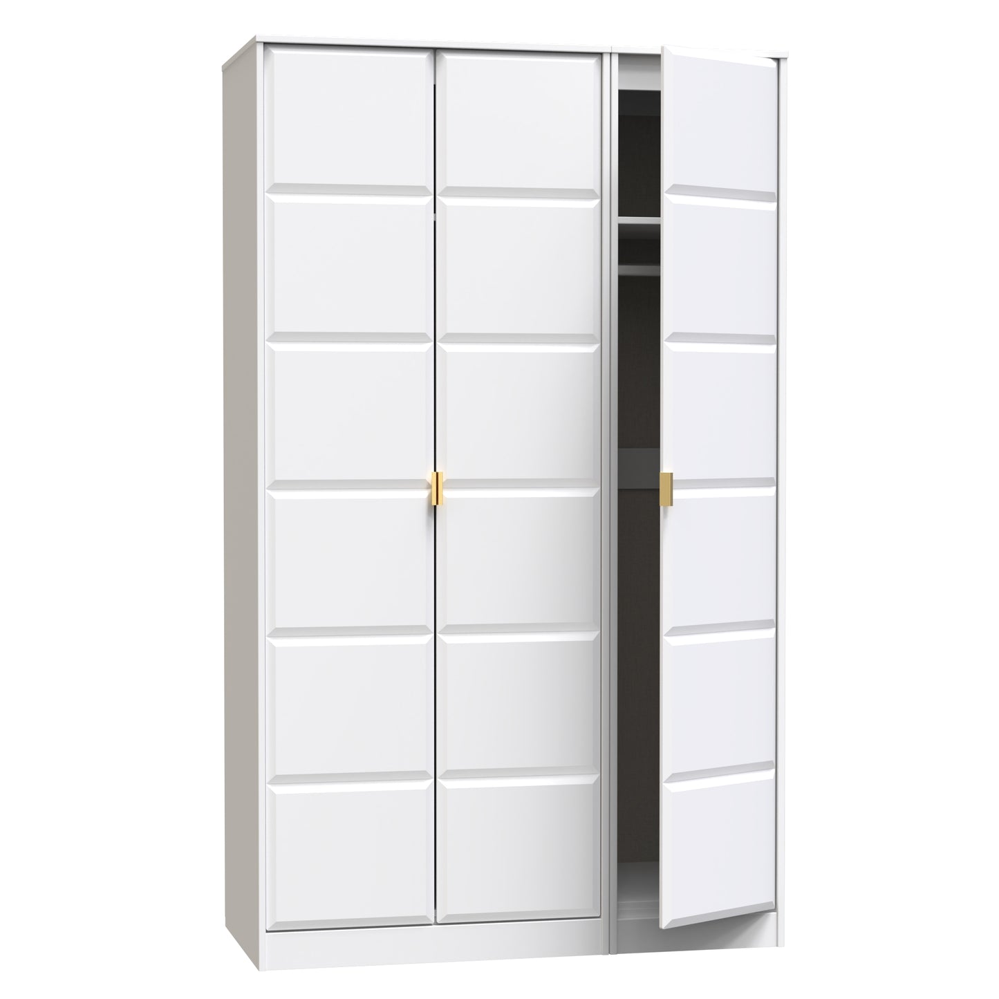 Cube Tall Wardrobe White 3 Doors 1 Shelf 198cm