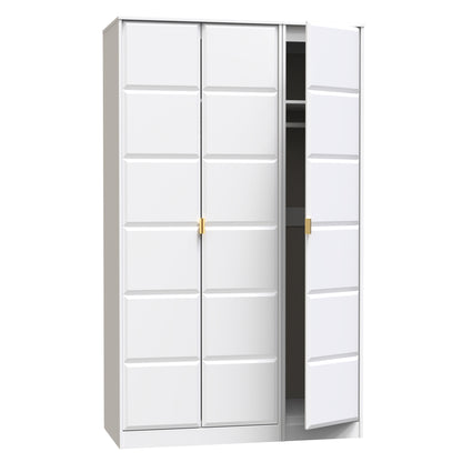 Cube Tall Wardrobe White 3 Doors 1 Shelf 198cm
