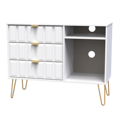 Cube TV Unit White 2 Shelves 3 Drawers 97cm