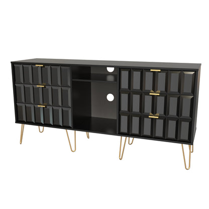 Cube Large Sideboard Black 2 Shelves 6 Drawers 152cm