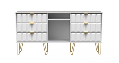 Cube Large Sideboard White 2 Shelves 6 Drawers 152cm