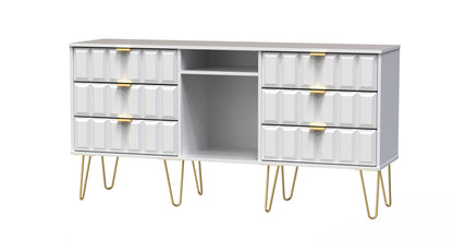 Cube Large Sideboard White 2 Shelves 6 Drawers 152cm
