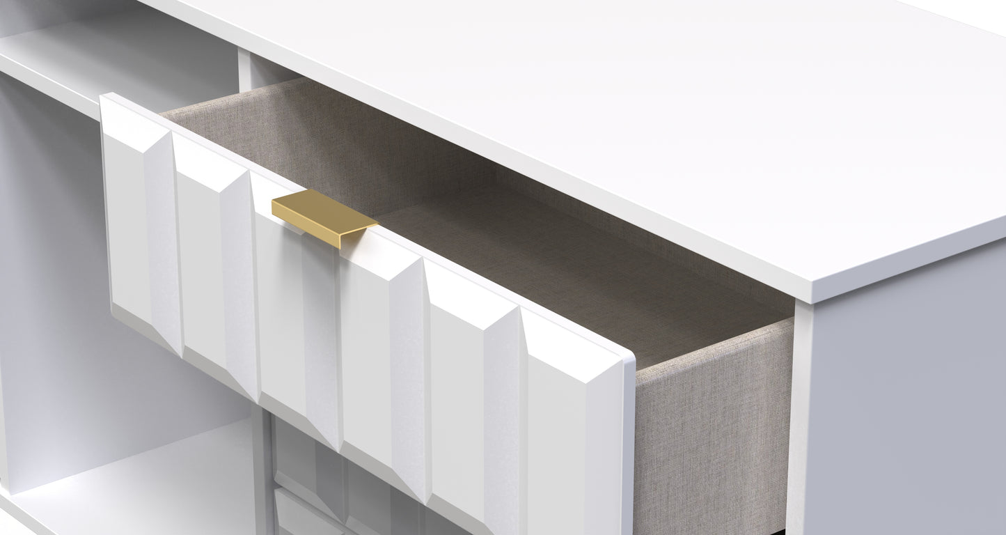 Cube Large Sideboard White 2 Shelves 6 Drawers 152cm