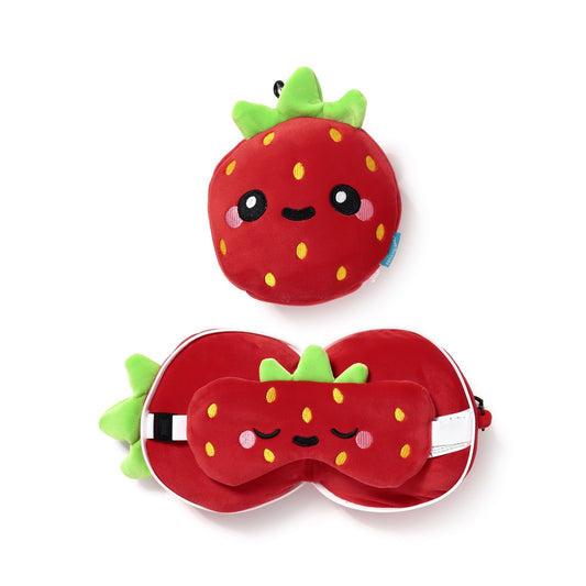 Foodiemals Relaxeazzz Elidi The Strawberry Travel Pillow and Eye Mask