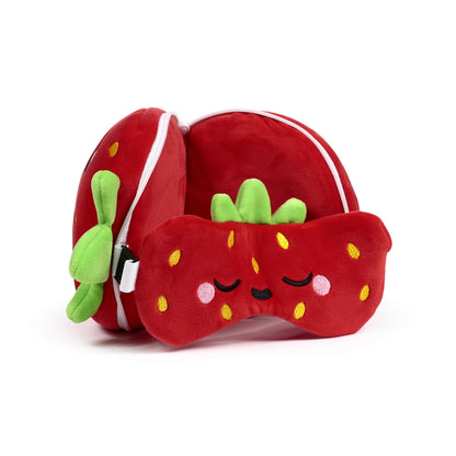 Foodiemals Relaxeazzz Elidi The Strawberry Travel Pillow and Eye Mask