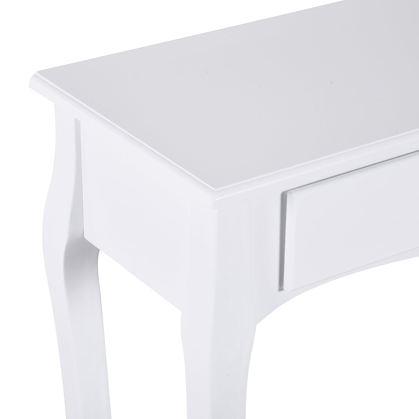 Console Table Modern Sofa Side Desk with Storage Shelves Drawers for Living Room Entryway Bedroom Ivory White