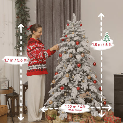 6ft Christmas Tree Artificial - White Frosted Green  1338 Tips