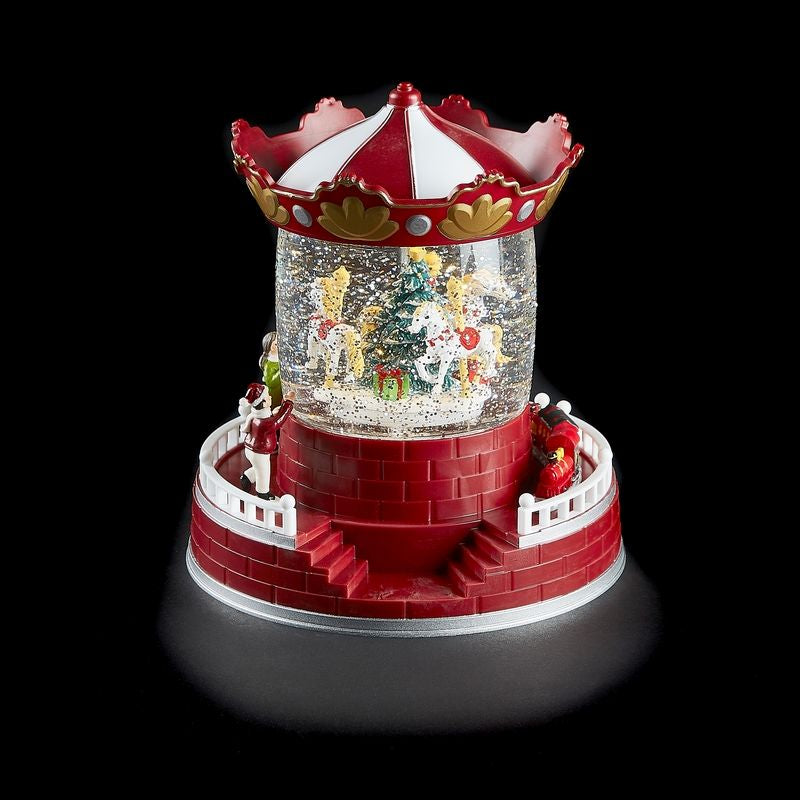 Festive Carousel LED Christmas Decoration with Spinning Glitter Primary Image