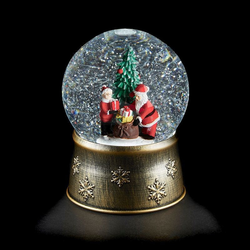 Santa Tree Snow Globe LED Christmas Decoration with Spinning Glitter