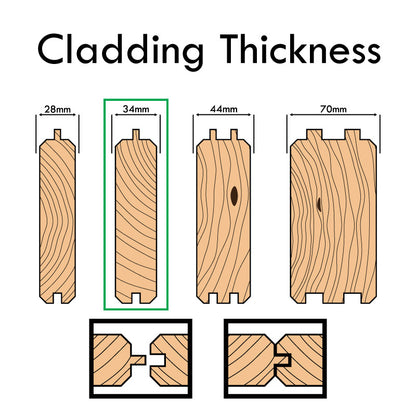 Shire Guisborough 12' 9" x 12' 1" Reverse Apex Log Cabin - Premium 34mm Cladding Tongue & Groove