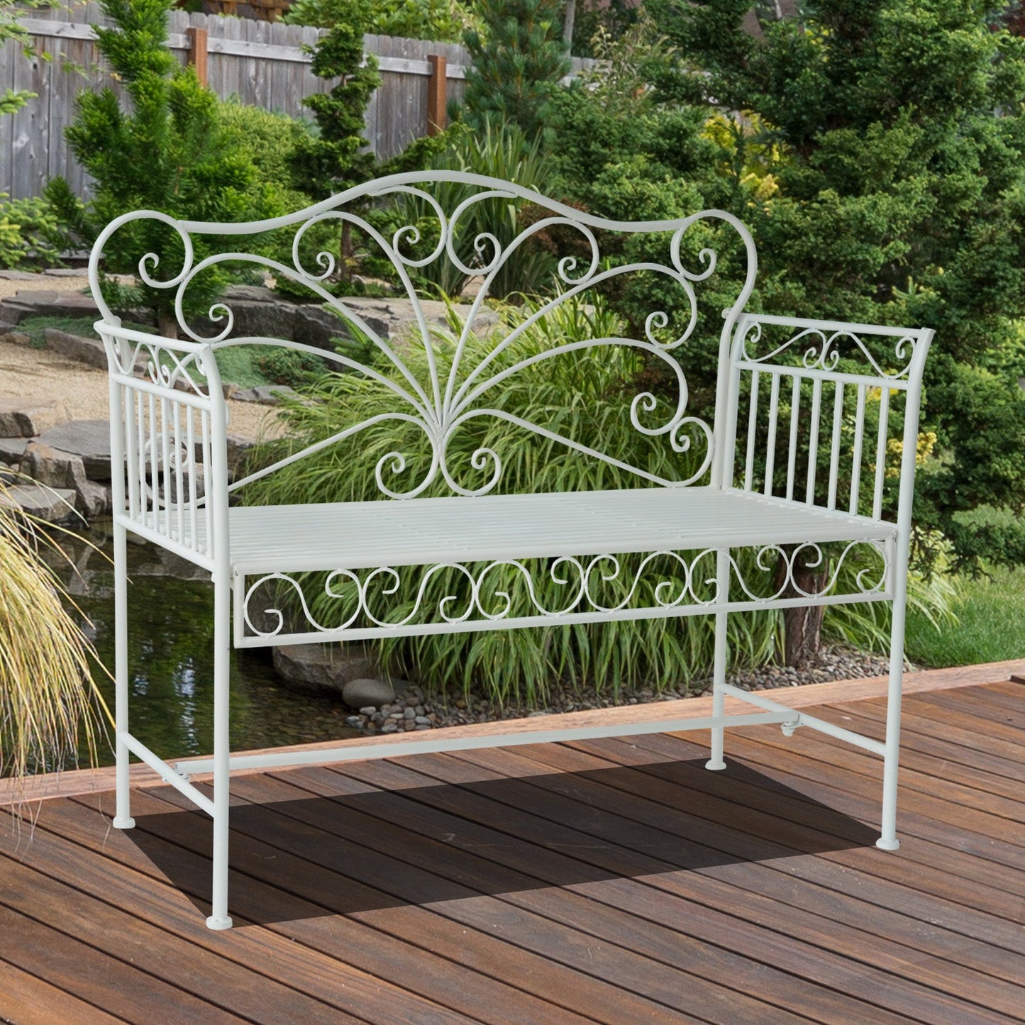 Heavy-Duty Garden Bench-White Primary Image