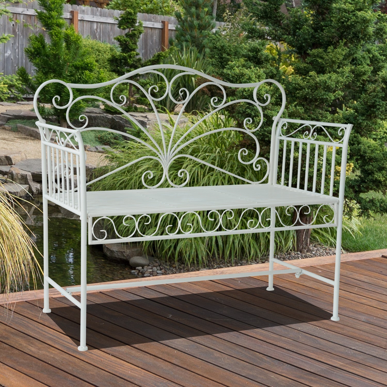 Heavy-Duty Garden Bench-White Primary Image