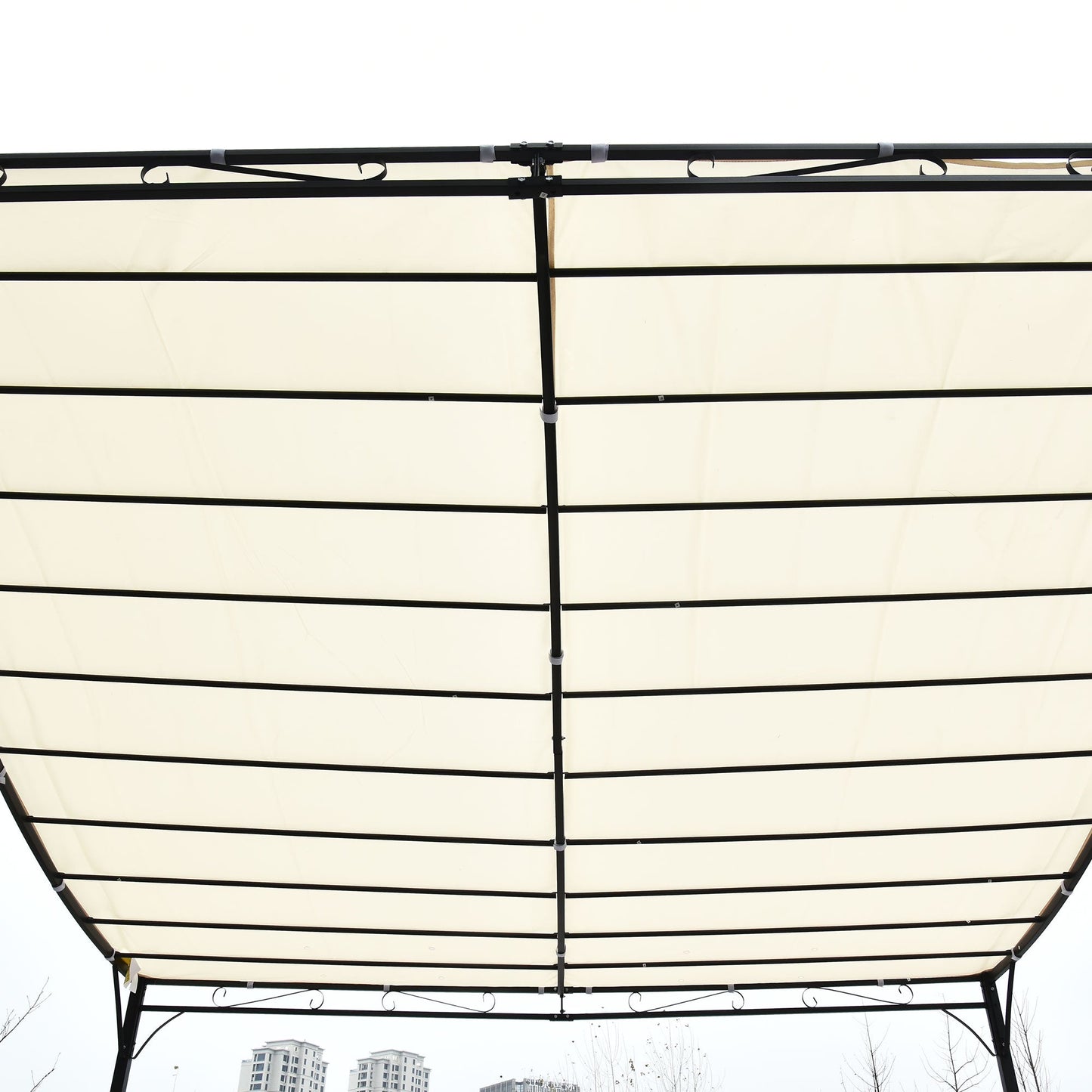 Outsunny 3X3 M Wall Mounted Garden Porch-Black/Cream White