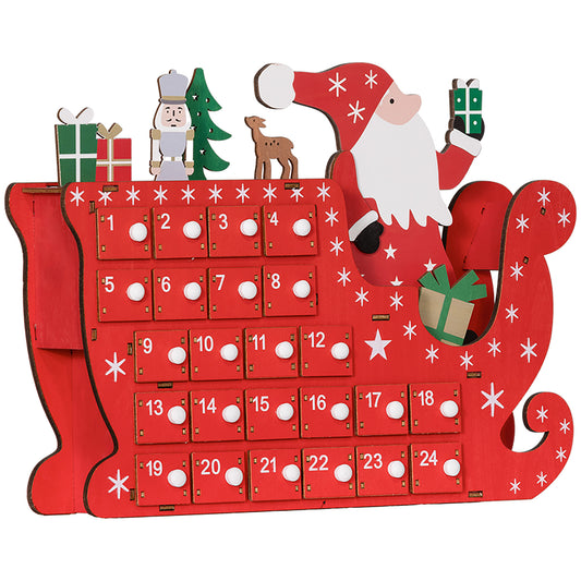 Christmas Sleigh Advent Calendar Red - 36cm