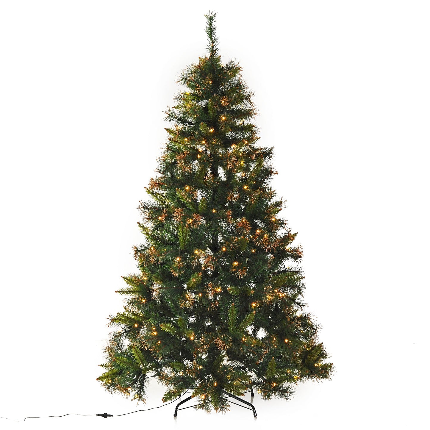 5FT Pre-Lit Christmas Tree Artificial Spruce Xmas Tree Warm White LED Holiday Décor with Metal Stand Green Primary Image