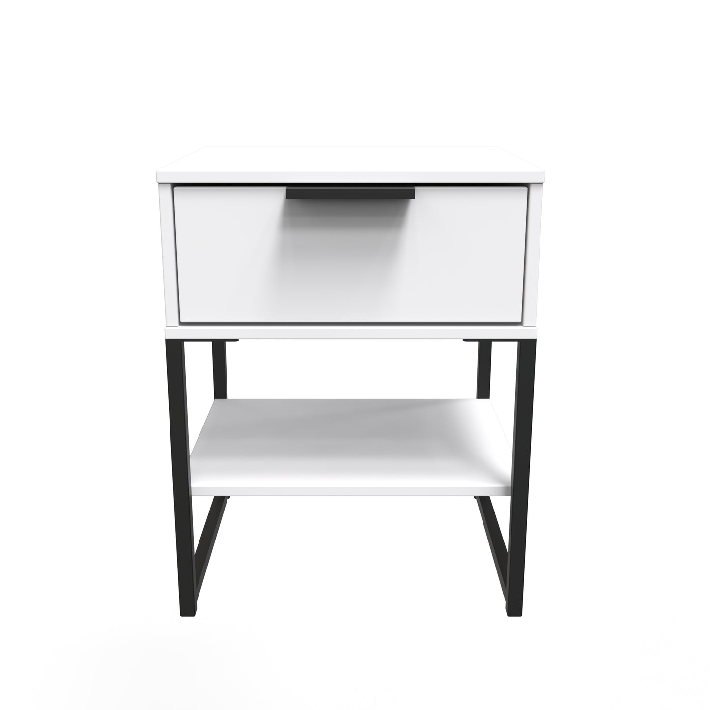 Diego G Side Table White 1 Shelf 1 Drawer 58cm