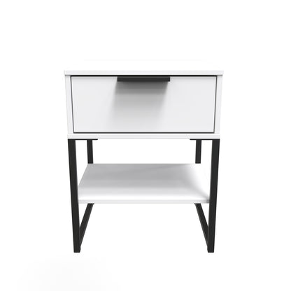Diego G Side Table White 1 Shelf 1 Drawer 58cm