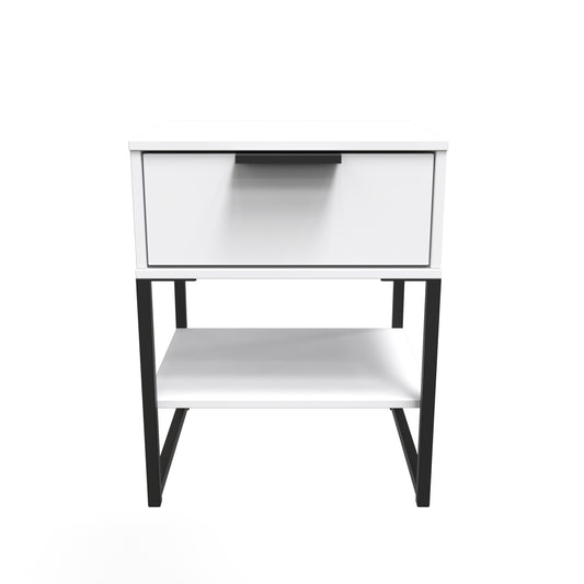 Diego G Side Table White 1 Shelf 1 Drawer 58cm