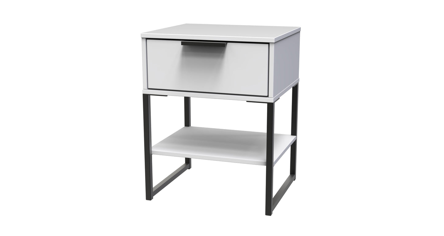 Diego G Side Table White 1 Shelf 1 Drawer 58cm