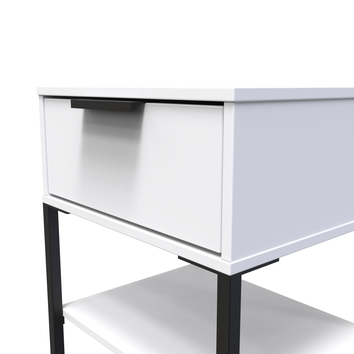 Diego G Side Table White 1 Shelf 1 Drawer 58cm