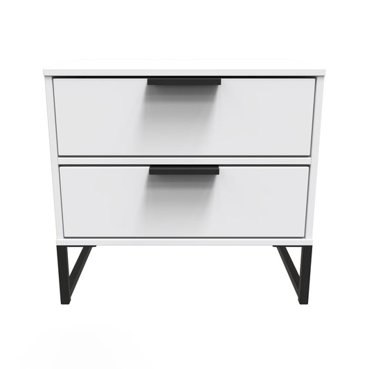 Diego G Bedside Table White 1 Shelf 2 Drawers 58cm
