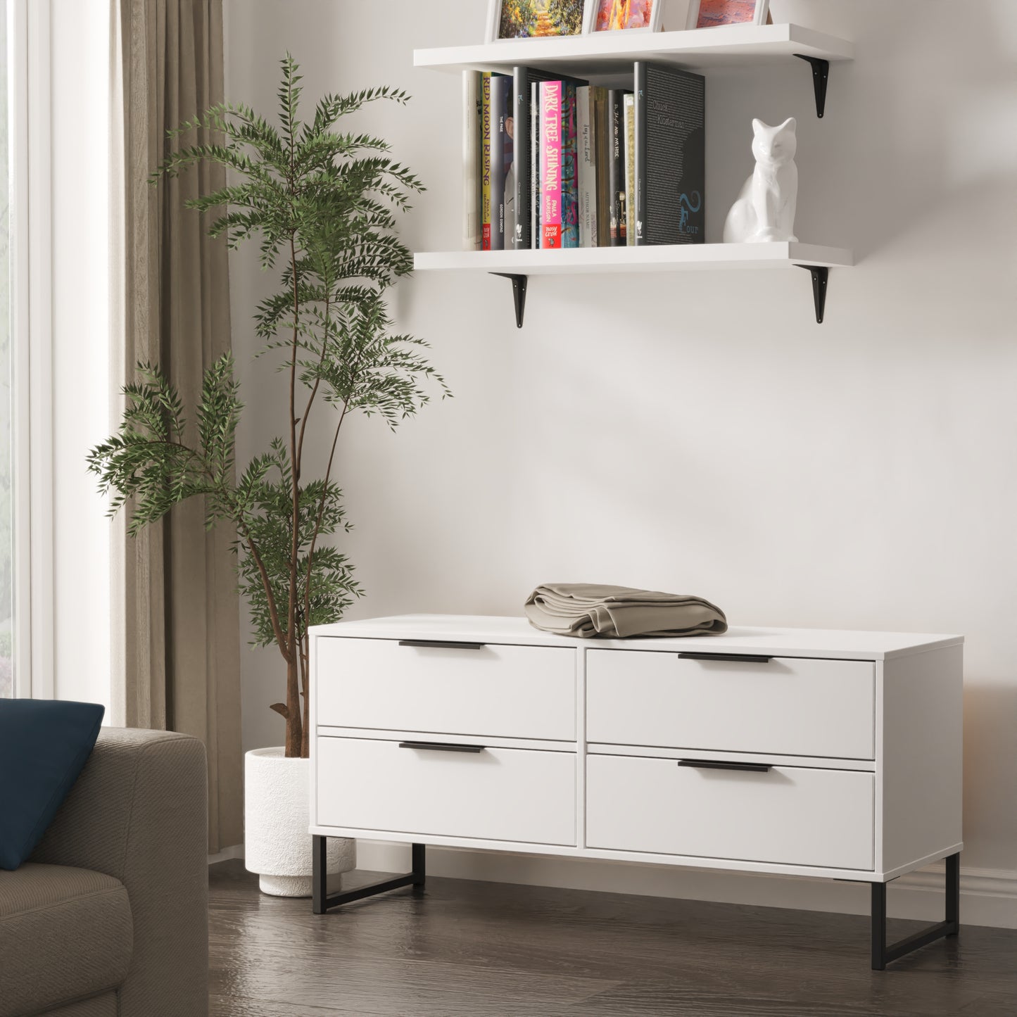 Diego G Large Chest of Drawers White 4 Drawers 115cm