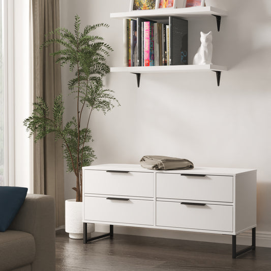 Diego G Large Chest of Drawers White 4 Drawers 115cm
