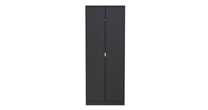 Diego J Tall Wardrobe Black 2 Doors 1 Shelf 197cm
