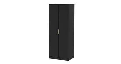 Diego J Tall Wardrobe Black 2 Doors 1 Shelf 197cm