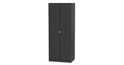 Diego J Tall Wardrobe Black 2 Doors 1 Shelf 197cm