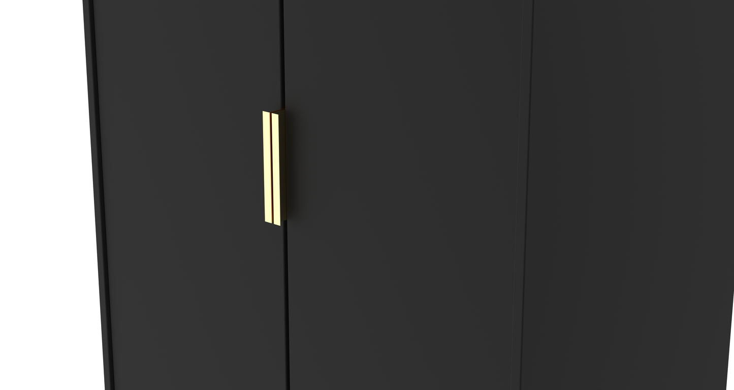 Diego J Tall Wardrobe Black 2 Doors 1 Shelf 197cm