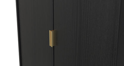Diego J Tall Wardrobe Black 2 Doors 1 Shelf 197cm