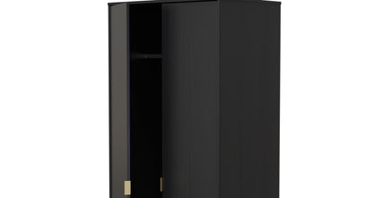 Diego J Tall Wardrobe Black 2 Doors 1 Shelf 197cm