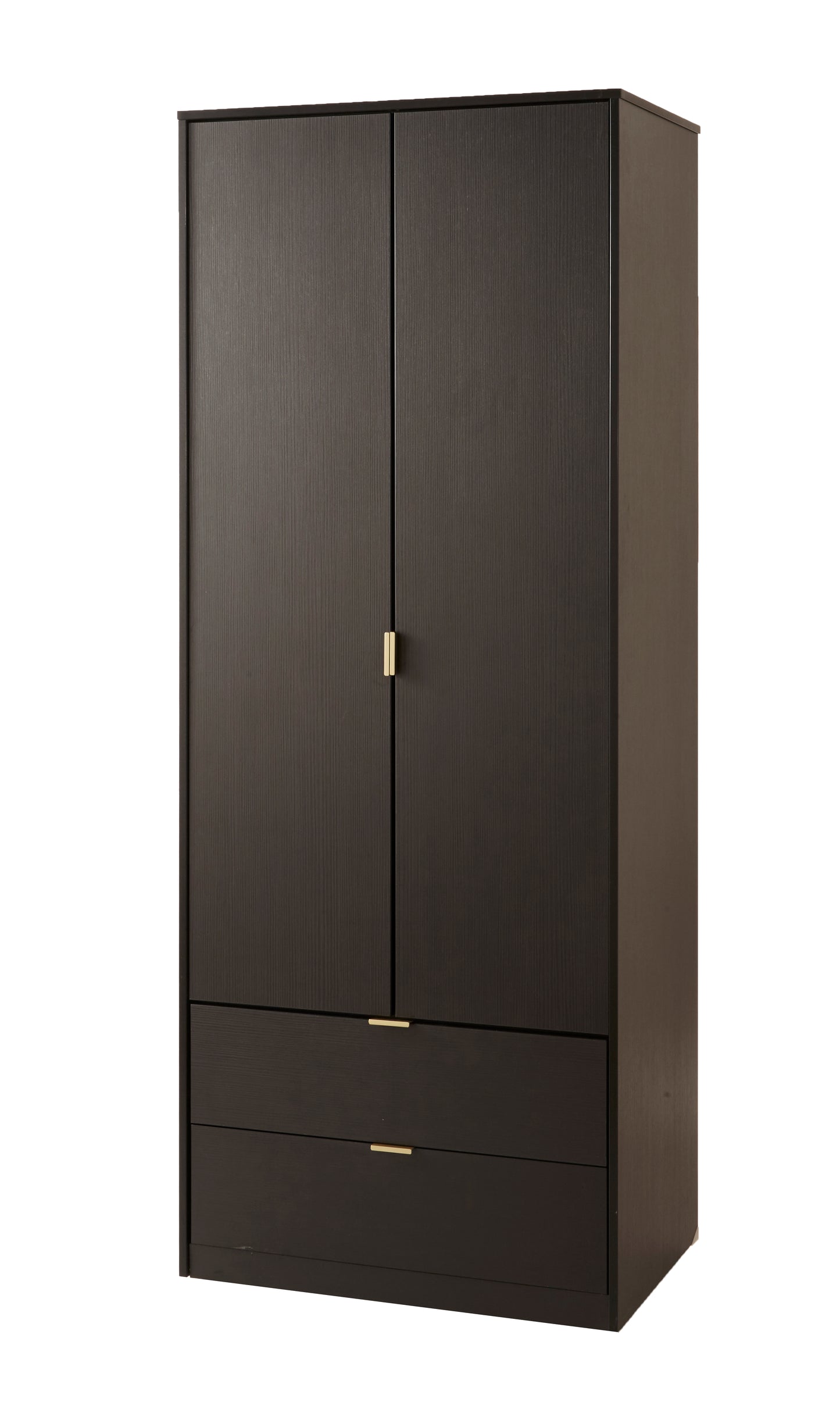 Diego J Tall Wardrobe Black 2 Doors 2 Drawers 197cm
