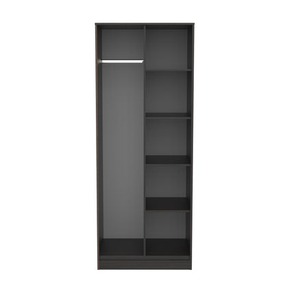 Diego J Tall Wardrobe Black 5 Shelves 197cm